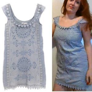 💰Calypso St. Barth light blue linen eyelet dress